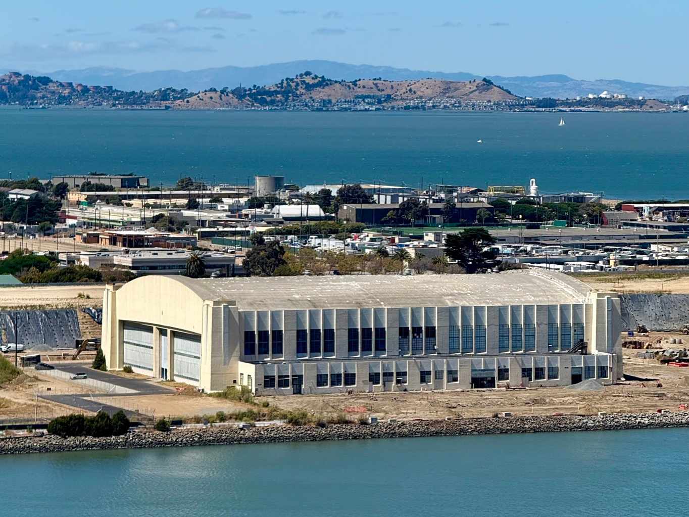 The SF Sport Club building, a historic hangar on the San Francisco Bay